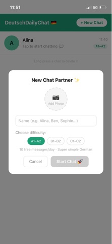 DeutschDailyChat iPhone screenshot