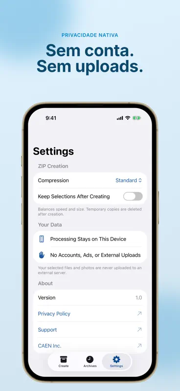 Criar ZIP: arquivos e fotos screenshot 4 of 4