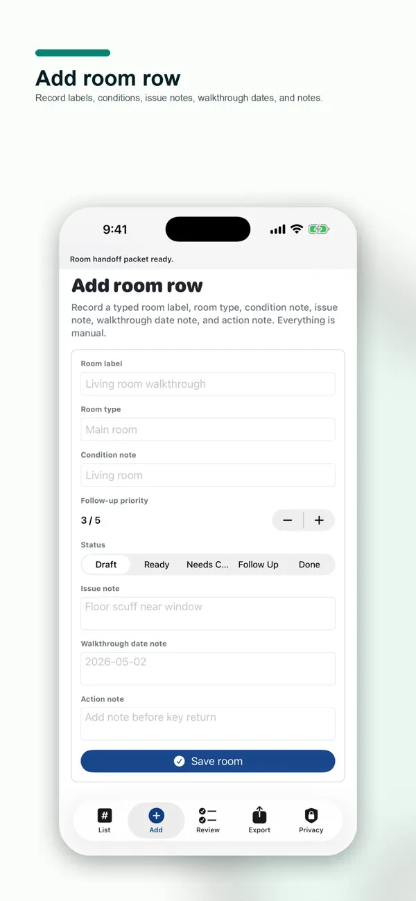 Screenshot #2 pour Rental Walkthrough Notes