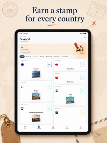 Travel Map: Countries Visited iPad screenshot
