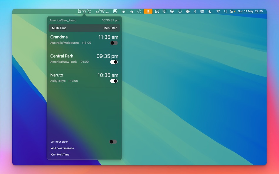 #2. MultiTime - World Timezone (macOS) Bởi: JOAO P P TEIXEIRA