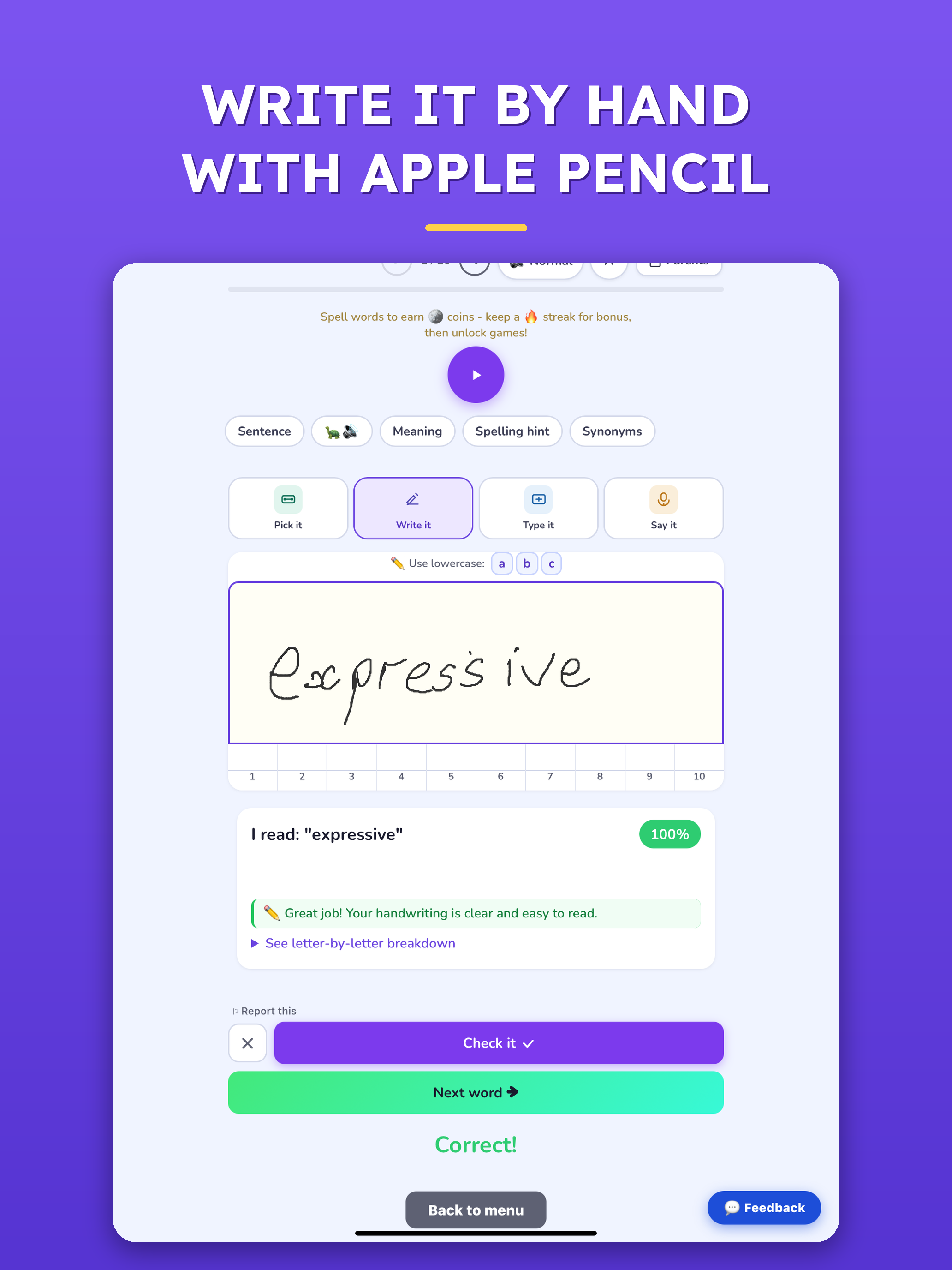 Spelling.live: Handwriting screenshot 8