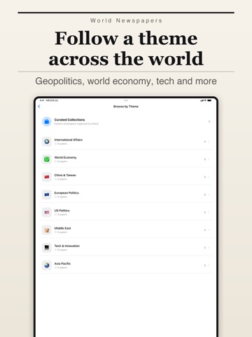 World Newspapers: Translated iPad screenshot