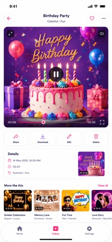 Birthday Video  ‎ iPhone screenshot