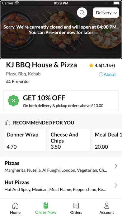KJ BBQ House & Pizza. Screenshot