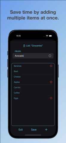Reusable Lists screenshot