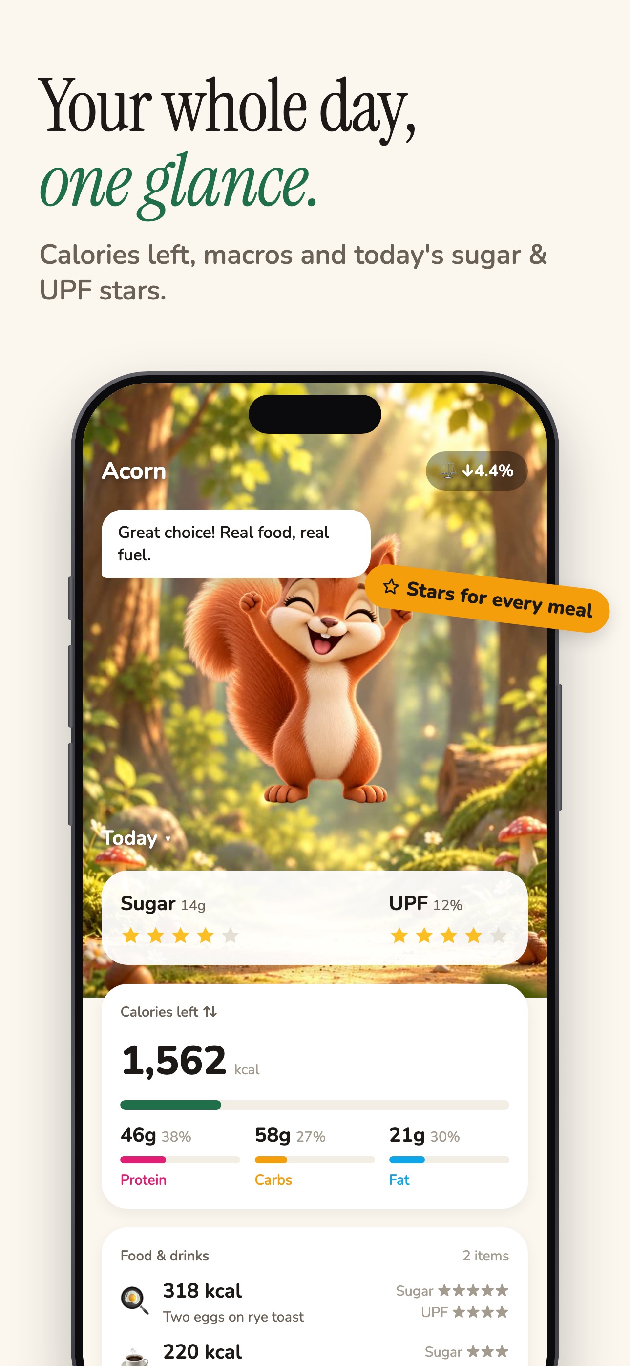 Screenshot 1 of Acorn: Calorie & Sugar Tracker