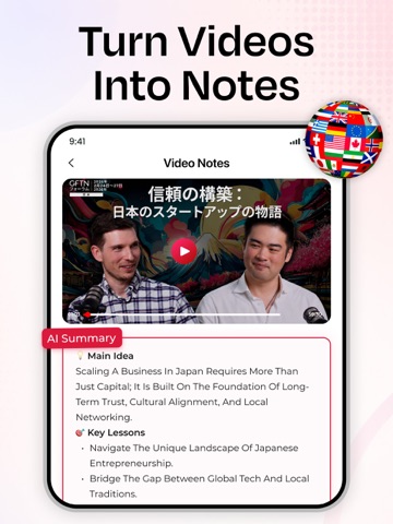 AI Video Summarizer App iPad screenshot