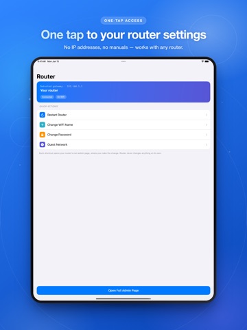 Router Setup Page iPad screenshot