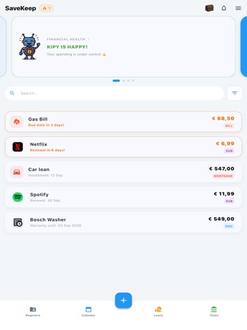SaveKeep: Expenses tracker iPad screenshot