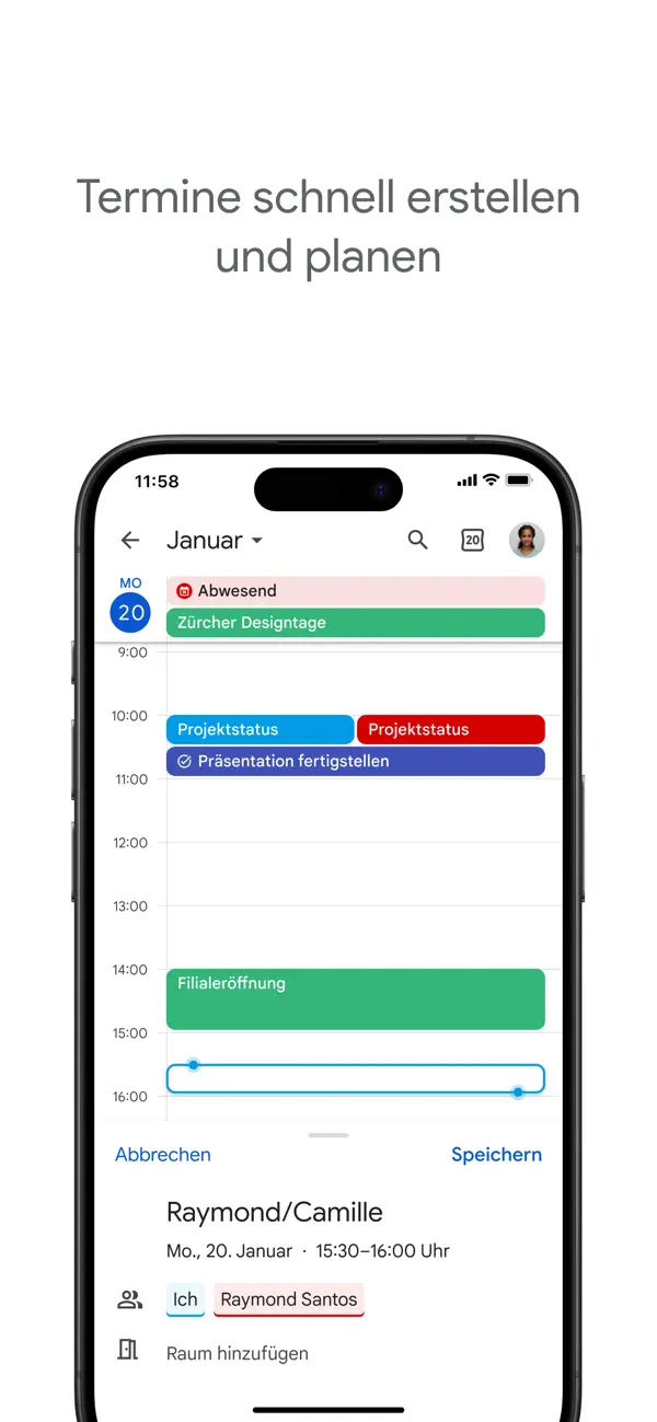 Google Kalender iPhone App Screenshot 2 – Produktivität
