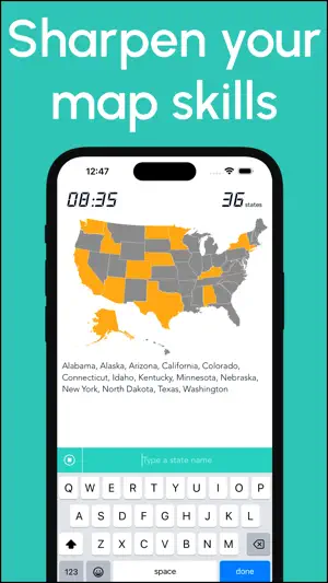 Geography Map Game 50 States screenshot 2