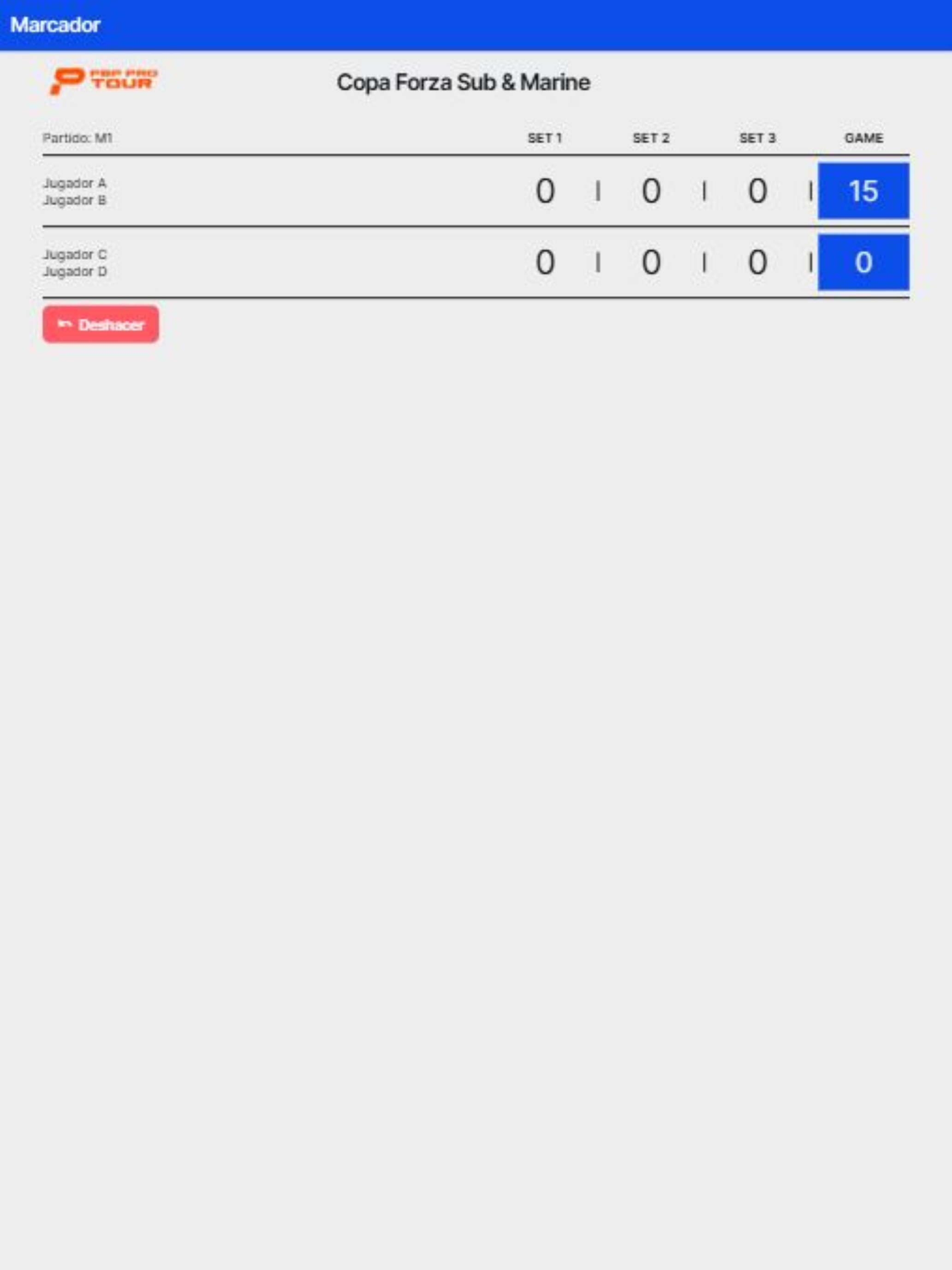 PBP Pro Tour Marcador