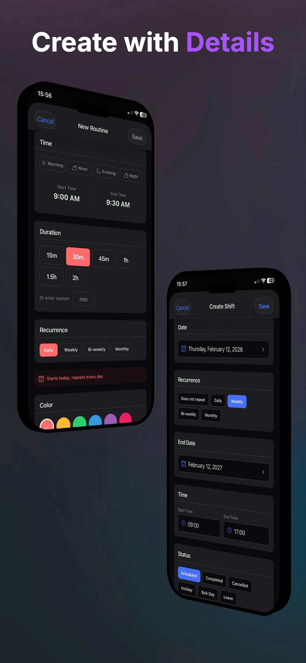 Oria – Shift & Routine Planner