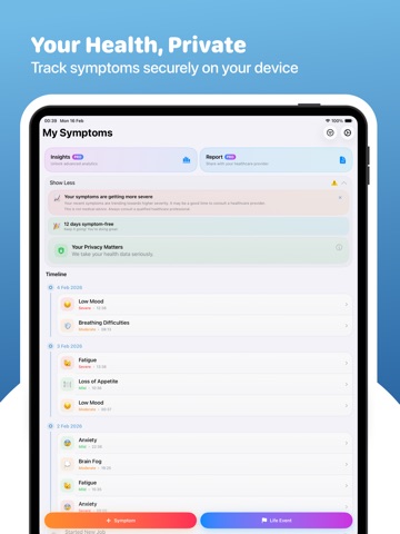 Symptom Tracker: My Health iPad screenshot