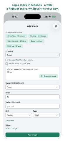 Snack App: Exercise Reminders Screenshot 2 of 9