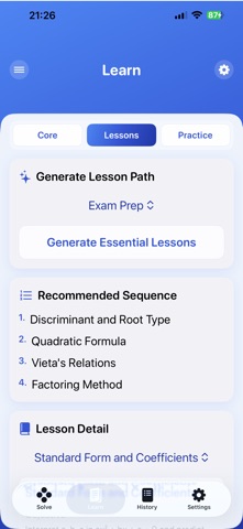 Quadratic Tutor by ChatStick screenshot