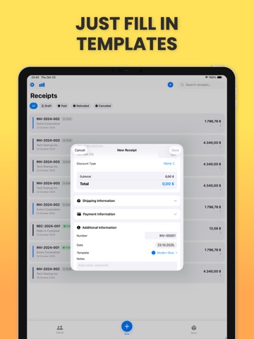 2Go - Invoice Maker & Estimate iPad screenshot