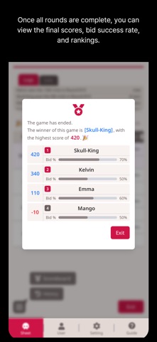 Skull King Scoreboard iPhone screenshot