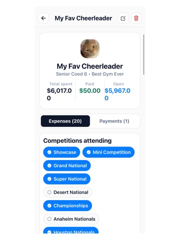 CheerPlanner iPad screenshot