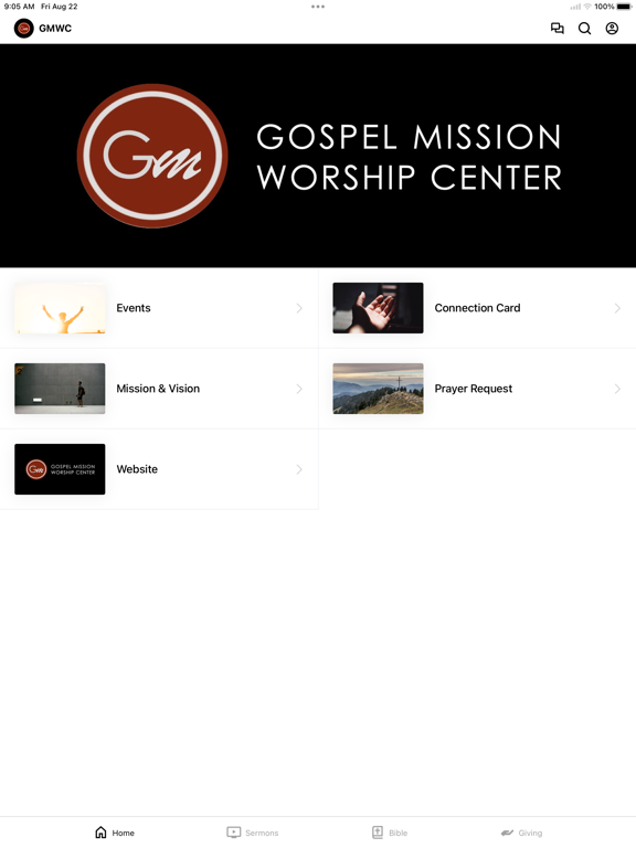 Gospel Mission Worship Center iPad screenshot