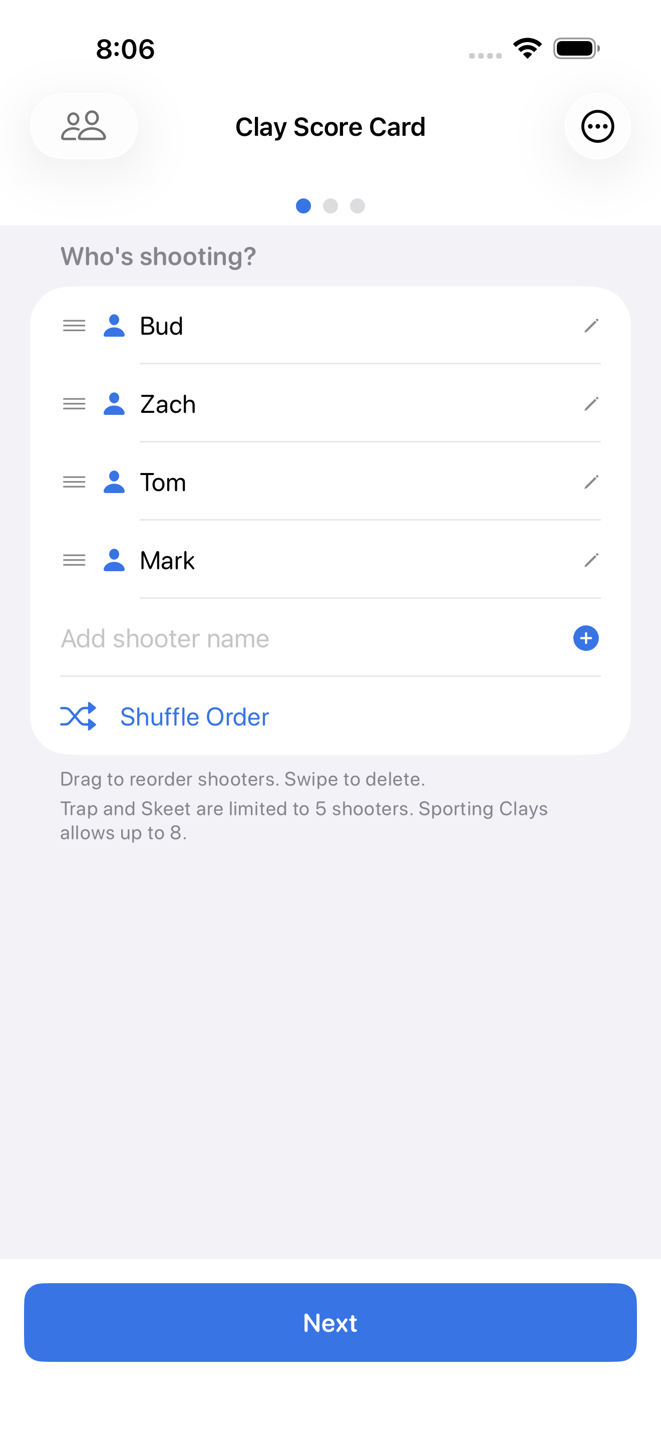 Clay Score Card