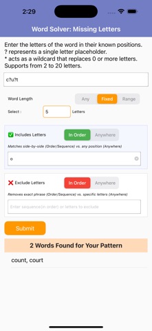 Word Solver: Missing Letters screenshot