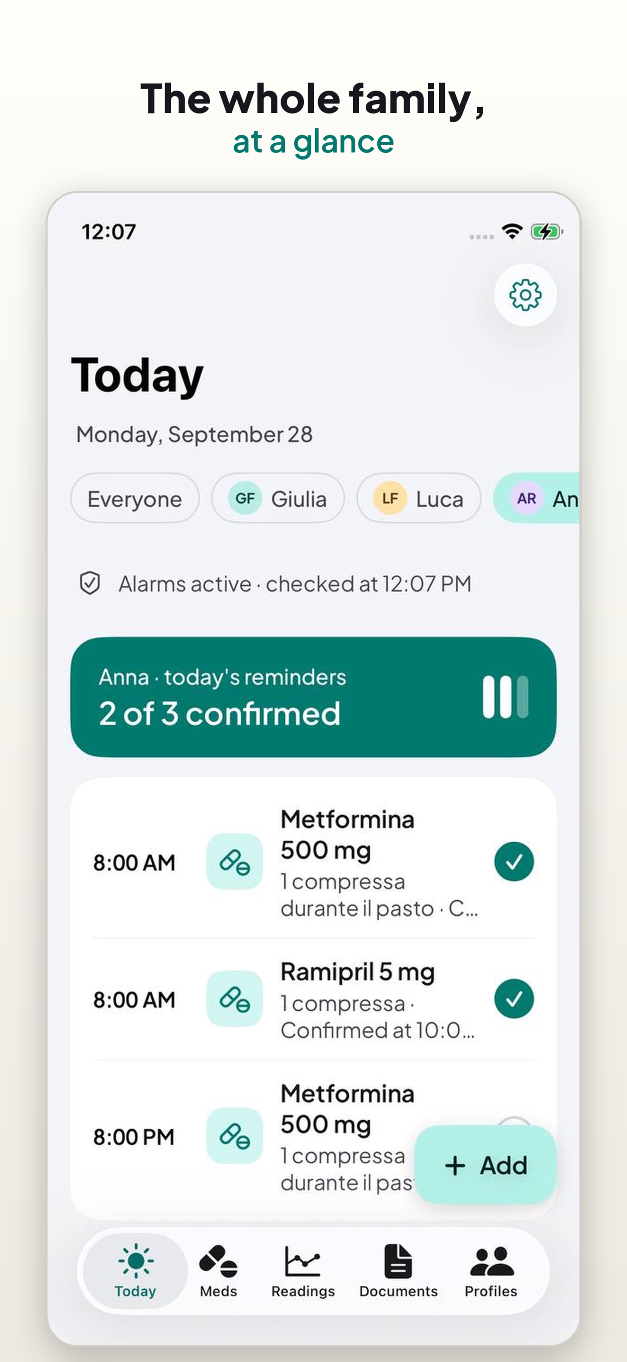 Screenshot 1 of Vigia: meds & family health