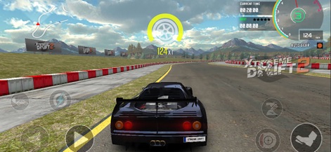 Xtreme Drift 2 - The app displays immersive 3D racing environments and precise UI elements like the speedometer and current time.