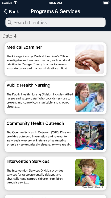 Orange County NY Health Screenshot