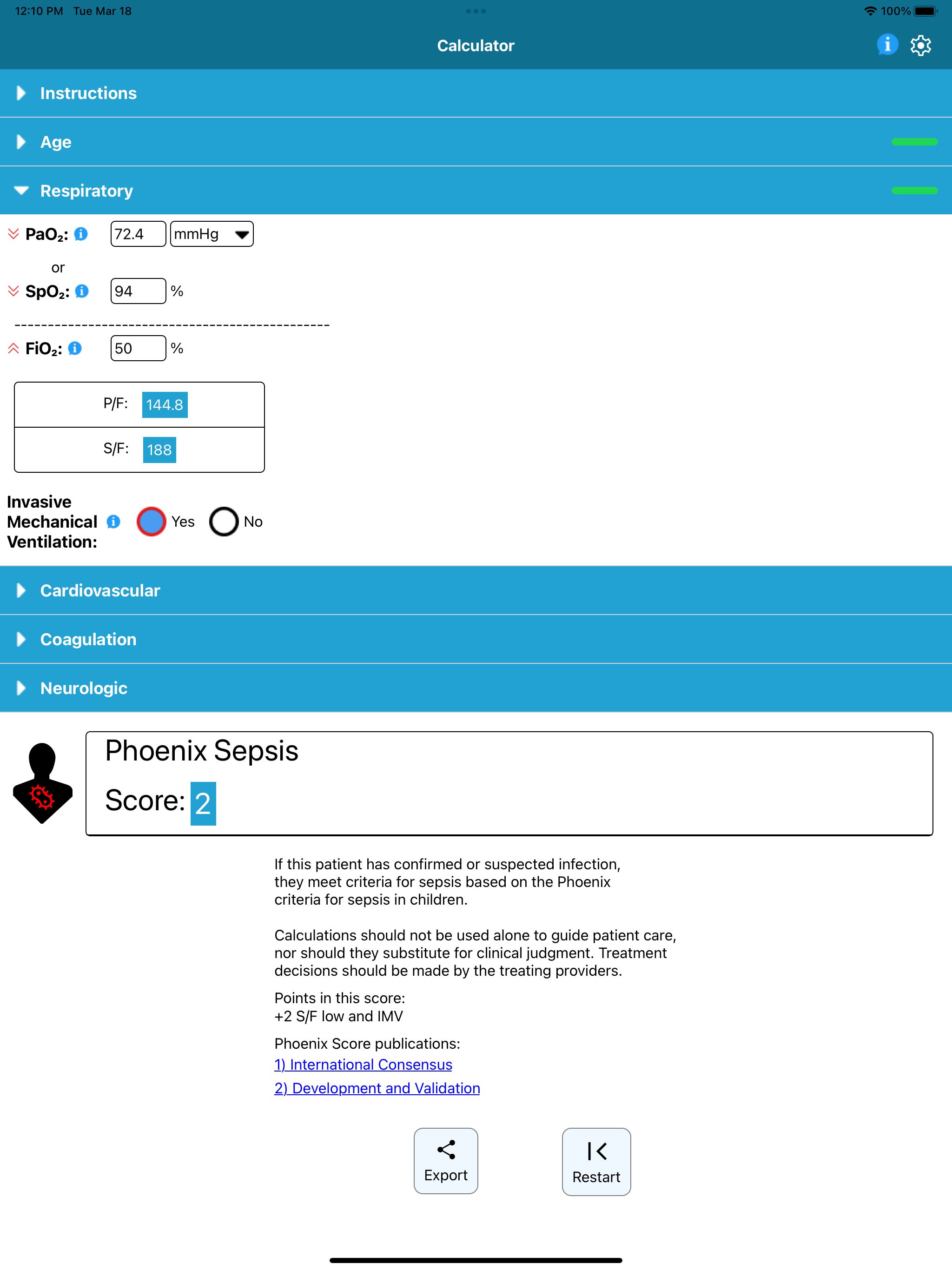 Phoenix Sepsis Calculator