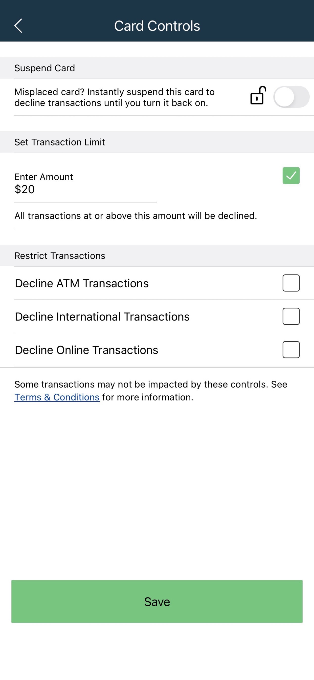 Screenshot 4 of AZFCU Business Card Controls
