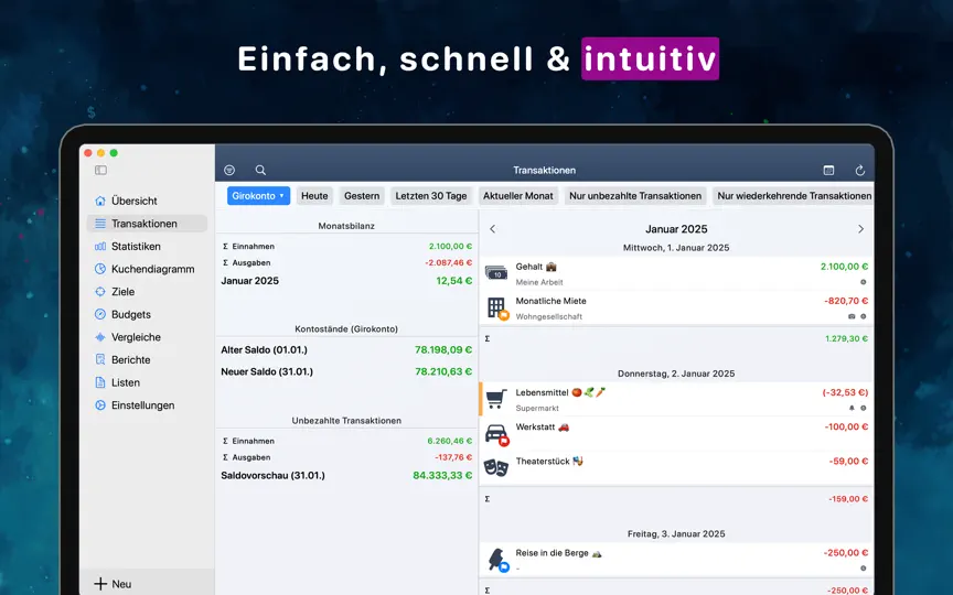 Screenshot von Haushaltsbuch MoneyStats auf dem iPhone 4