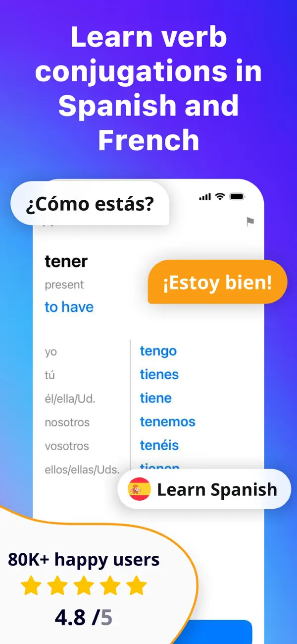 #1. Learning Spanish Verbs, French (iOS) By: Cosmic Taps SL