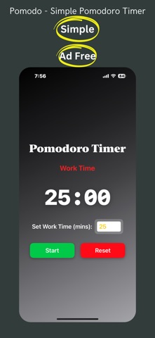 Pomodo - Simple Pomodoro Timer iPhone screenshot
