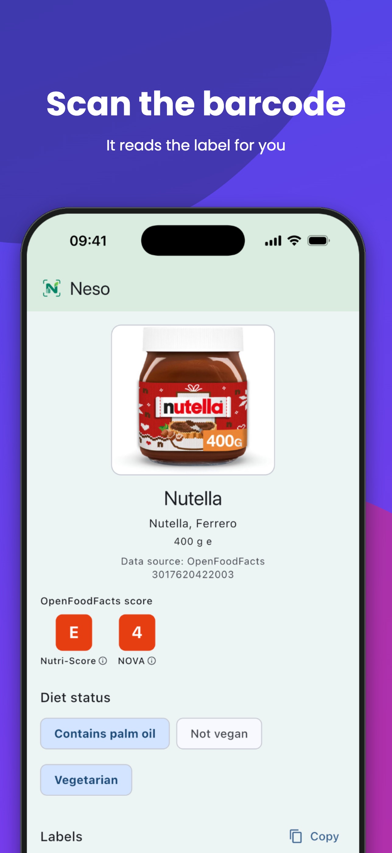 Screenshot 1 of Neso: Barcode Label Reader
