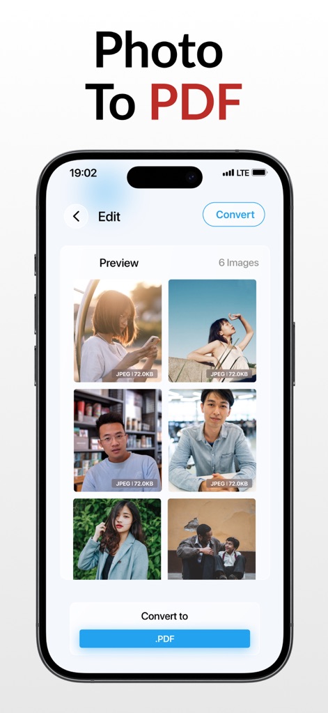 PDF Converter – Photos to PDF - Les utilisateurs peuvent facilement sélectionner plusieurs images à partir de leur galerie, puis les prévisualiser avant de les convertir en un seul fichier PDF de manière rapide et efficace.