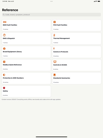 StoreWatt: BESS Field Toolkit iPad screenshot