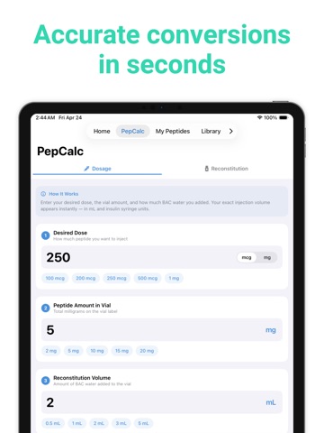 Peptide Tracker & Calculation iPad screenshot