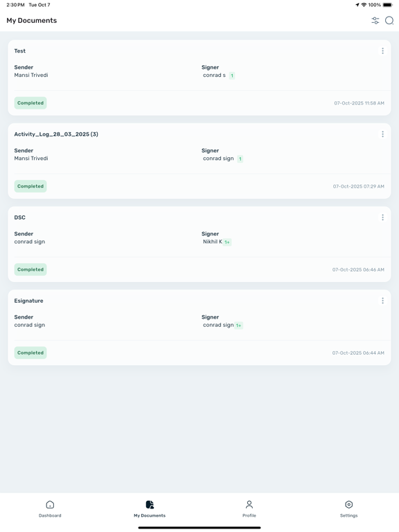 Cygnature eSign iPad screenshot
