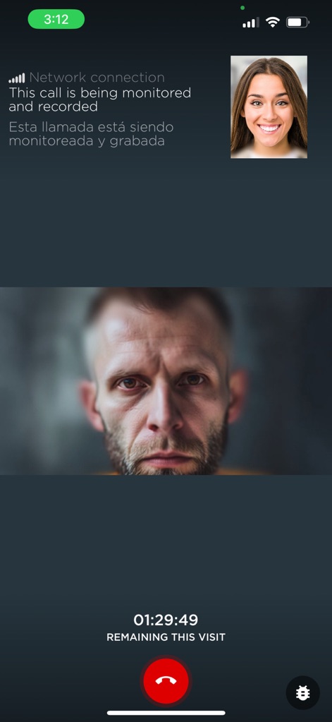 HomeWAV - This tool facilitates crucial video communication, clearly displaying the 'Remaining This Visit' timer and the current 'Network connection' status for a smooth experience.