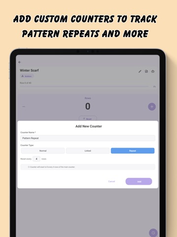 Crochet Row Counter Tracker ipad screenshot 2