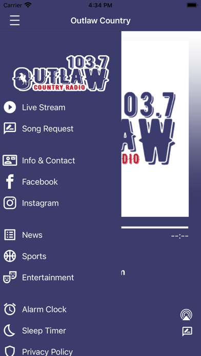Outlaw 1037 iPhone screenshot 2 - Entertainment app