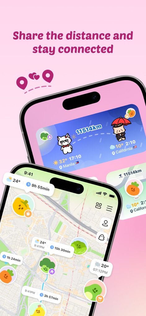 Widgetable: Besties & Couples - Mapa da Distância