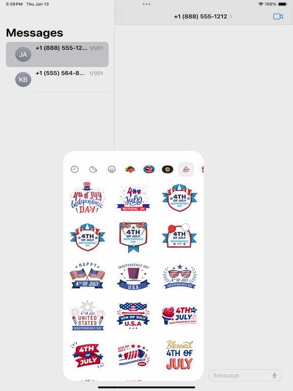 Screenshot #5 pour 4th July Stickers Set