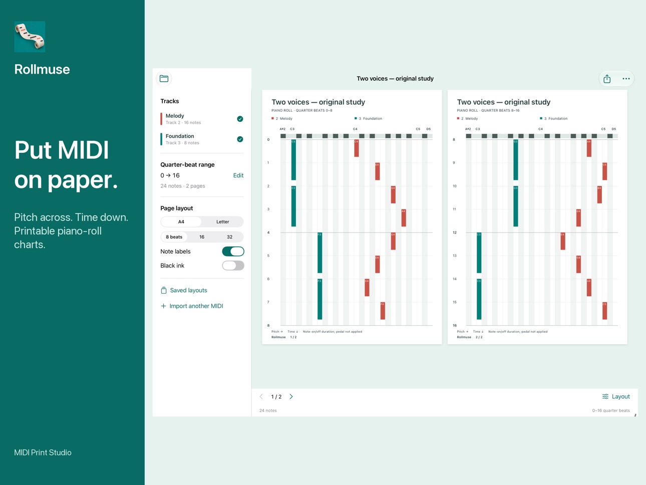 Screenshot 6 of Rollmuse MIDI Print Studio