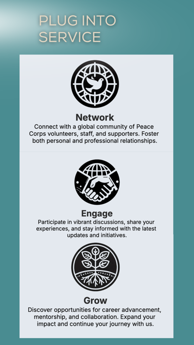 Peace Corps Connect+ by NPCA iPhone screenshot 2 - Social Networking app