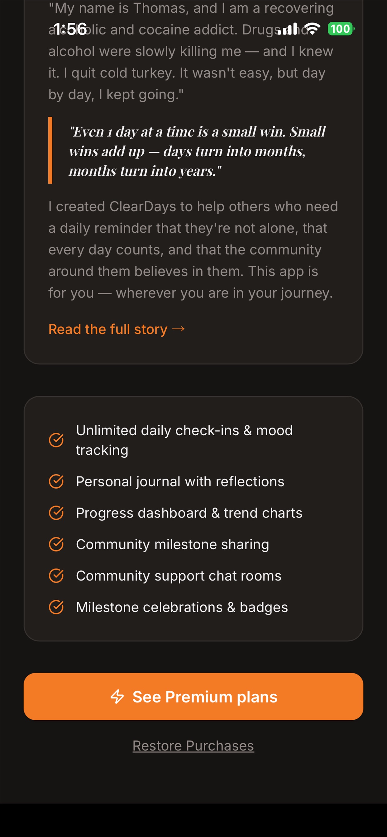 Screenshot 1 of ClearDays Recovery Companion