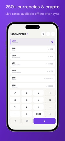 Converter: Currency & Crypto iPhone screenshot