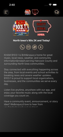 B103.1 KHAM iPhone screenshot